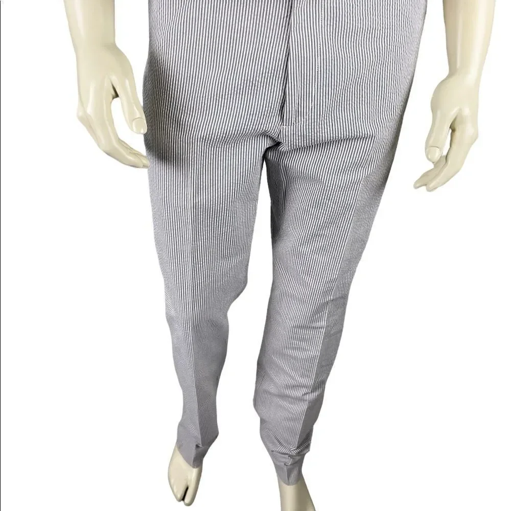 NWOT J. Crew Black/White Classic Seersucker Flat-Front Slacks Size 32